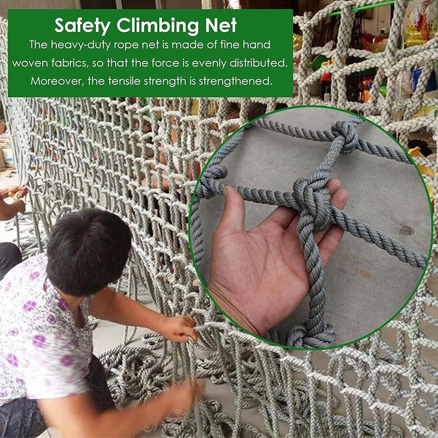Climbing Cargo Net,Rope Thickness 12mm Tree House Climbing Rope Netting Safety Net,Heavy Duty Balcony Railing Protection Net,Outdoor Hammock Playground Climbing Net(Size:2Mx7M(6.5FTx22.9FT))