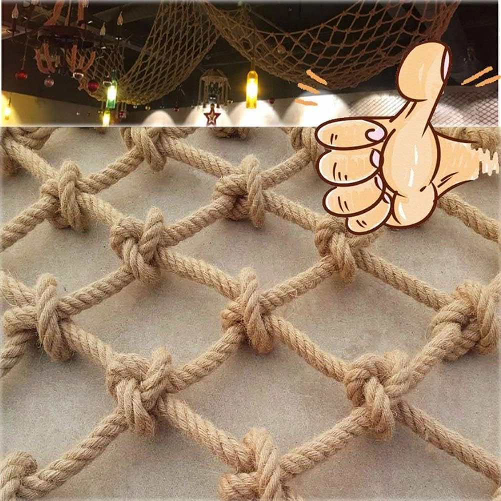 Climbing Frame Hemp Rope Netting for Kids Large Size Heavy Duty Cargo Safety Nets,Balcony Stair Anti Falling Child Rope Netting Backyard Playground Decoration Ceiling Netting