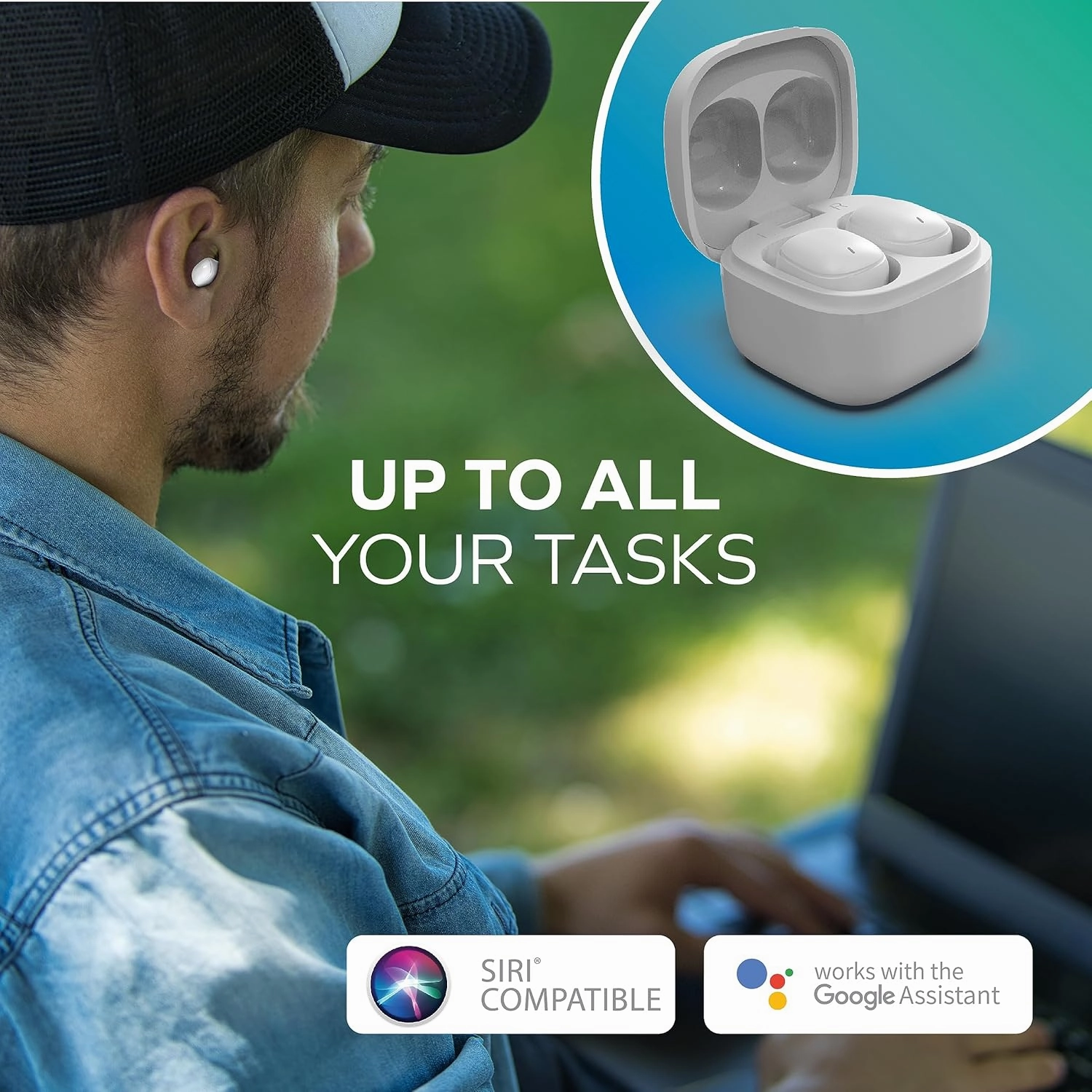 Coby Mini True Wireless Earbuds, Worlds Smallest Wireless Ear Buds, Lightweight in-Ear Headphones & Case, Built-in Mic | Bluetooth Headphones 12-HR Play (White)