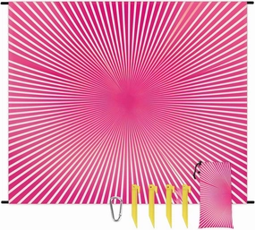 Colored Swirl Beach Blanket, Sandproof Beach Mat, 68 x 59 Waterproof Quick Drying Sand Free Mat with 4 x Ground Spikes for Outdoor Travel Camping Hiking, Modern Bright Rays