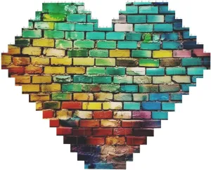 Colorful Brick Building Block Puzzle Heart Shaped Personalized Photo Building Blocks Puzzles Family Keepsake DIY Romantic Home Decor Anniversary Birthday Gifts for Her, Him, Lovers, Couples