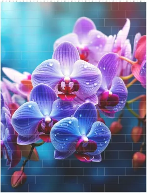 Colorful Orchids Flower Building Block Puzzle Personalized Building Bricks for Adults Square Shaped Block Puzzle Building Brick Block Puzzles Valentine's Day Gifts for Home Decor Brick Puzzle