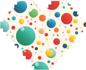 Colorful Polka Dots Building Block Puzzle Heart Shaped Personalized Photo Building Blocks Puzzles Family Keepsake Diy Romantic Home Decor Anniversary Birthday Gifts For Her, Him, Lovers, Couples
