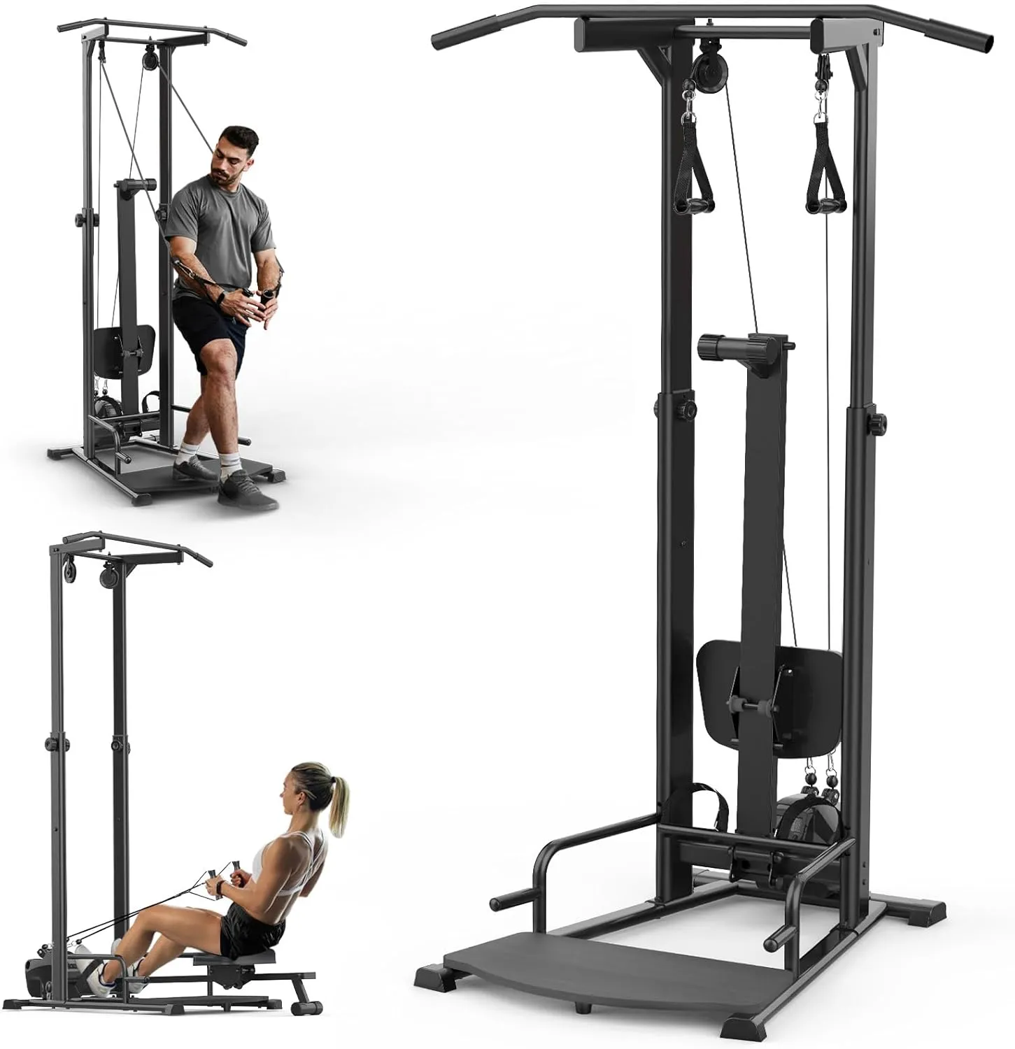 Compact Home Gym, Rowing Machines for Home Gym, Full Body Strength Training with Pull Up Station, Power Rack, LAT Pulldown Machine, Cable Machine for Home Workout