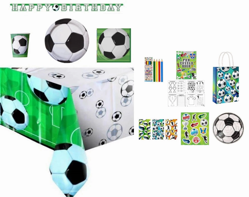Complete Football Themed Party Pack for 8 people Including Tableware and Favours