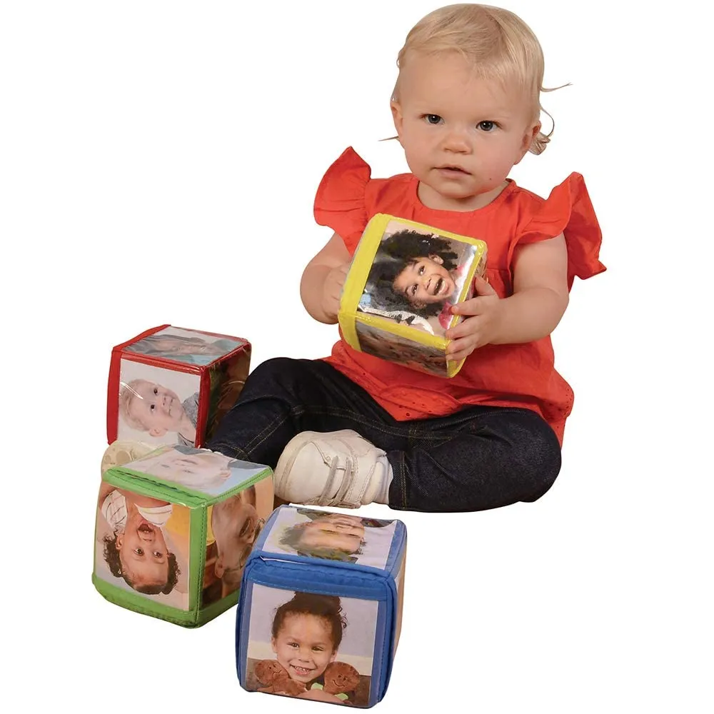 Constructive Playthings Customizable Stacking Block Toys with Clear Pockets for Ages 12 Months , Toddler Soft Foam Building Blocks, Builds Fine Motor Skills, Multicolor
