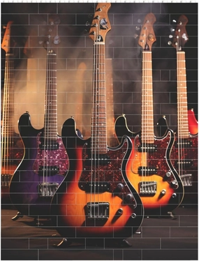 Cool Electric Guitar Building Block Puzzle Personalized Building Bricks for Adults Square Shaped Block Puzzle Building Brick Block Puzzles Valentine's Day Gifts for Home Decor Brick Puzzle