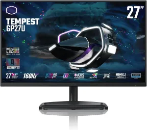 Cooler Master Tempest GP27U 27" 4K UHD 3840 x 2160 Quantum Dot MiniLED Gaming Monitor, HDR1000 Ready, FreeSync/G-Sync, 160Hz, 1ms Response, 98% DCI-P3, VESA Mounting Tilt & Swivel Adjustment,Black