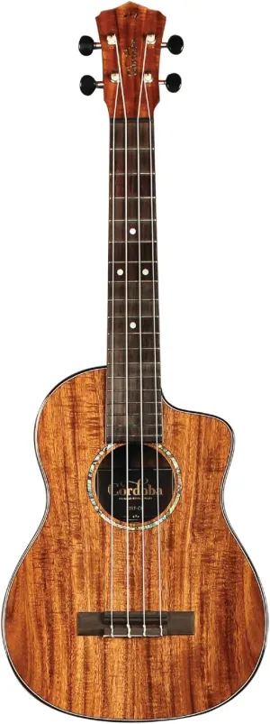 Cordoba 35T-CE, All Solid Acacia, Acoustic-Electric Tenor Cutaway Ukulele with Polyfoam Case