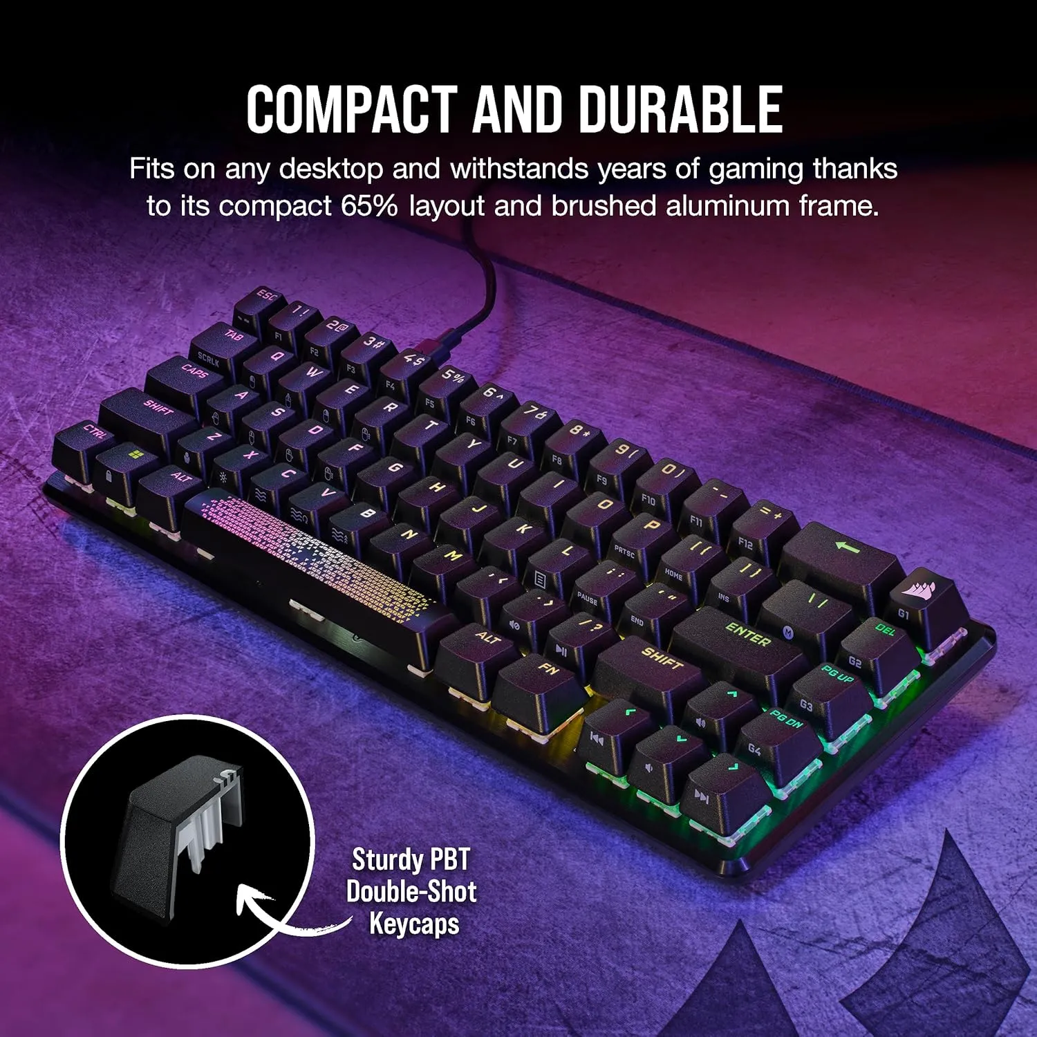 Corsair K65 PRO Mini RGB 65% Optical-Mechanical Wired Gaming Keyboard - OPX Switches - PBT Double-Shot Keycaps - iCUE Compatible - QWERTY NA Layout - Black (Renewed)