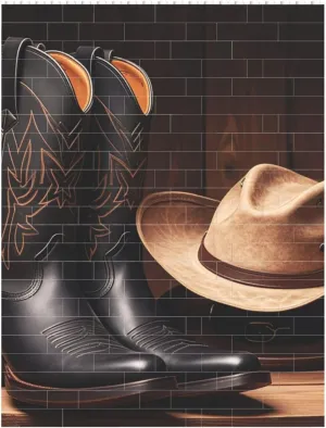 Cowboy Black Hat Western Boots Building Block Puzzle Personalized Building Bricks for Adults Block Puzzle Building DIY Brick Block Puzzles Valentine's Day Gifts for Home Decor Brick Puzzle
