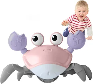 Crawling Crab Baby Toy Fantastic Creatures Toys Infant Sensory Tummy time Toys 3 4 5 6 7 8 9 10 11 12 Babies boy Girl Learning Crawl 3-6 6-12 Walking Toddler Gifts for 36 Months Old (Pink)