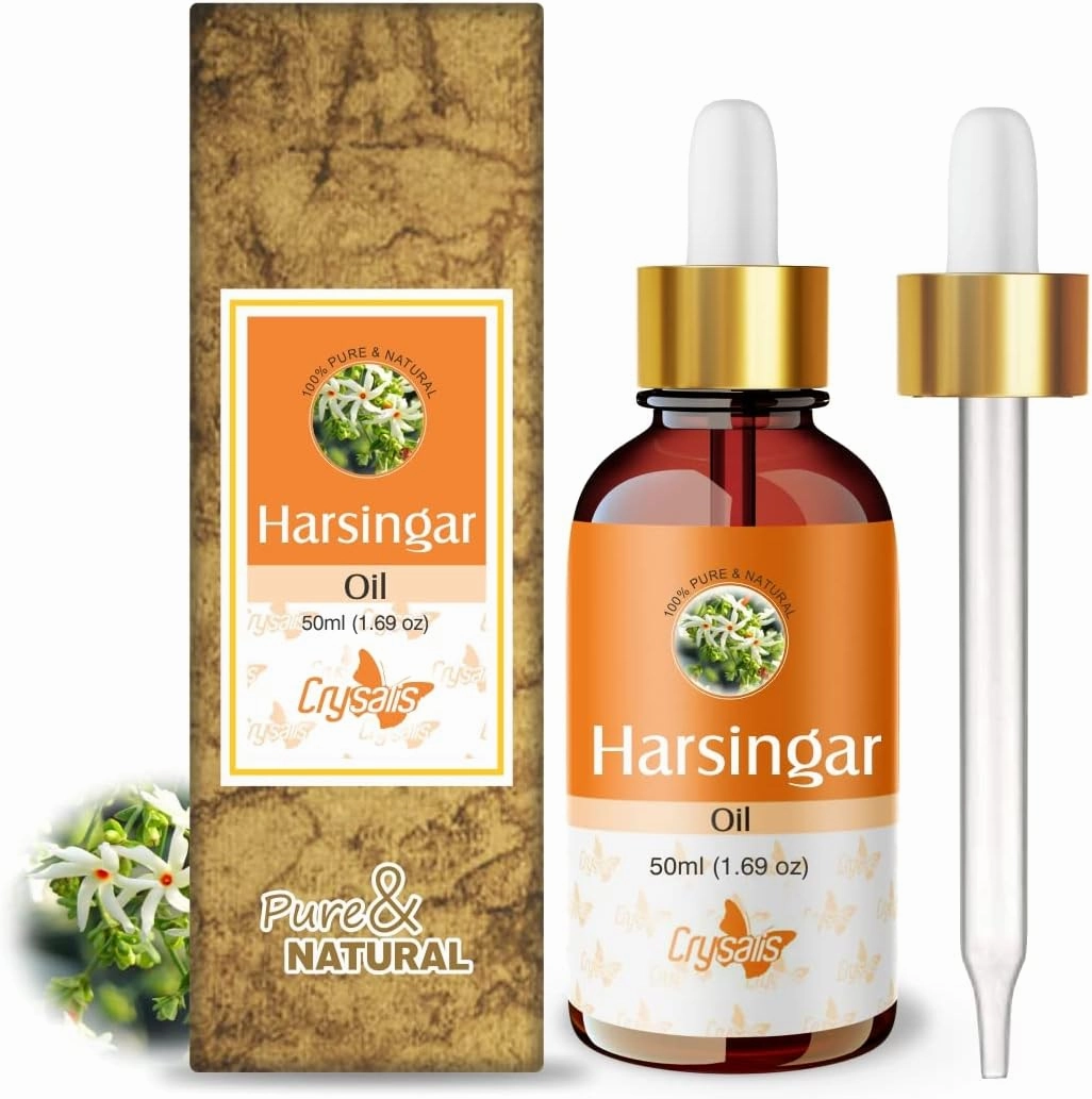 CRYSALIS Harshringar (Nyctanthes Arbor-Tristis) | 100% Pure & Natural Undiluted Carrier Oil | Cold Pressed Oil for Glowing Skin, Healthy Hair, and Nourished Face -50Ml/1.69 Fl Oz