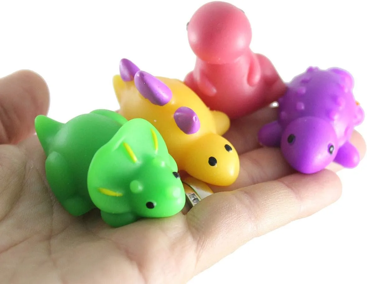 Curious Minds Busy Bags Dinosaur Mochi Squishy Animals - Kawaii - Sensory, Stress, Fidget Party Favor Toy Bulk - Bright Dino Toy (12 Mochi - 1 Dozen)