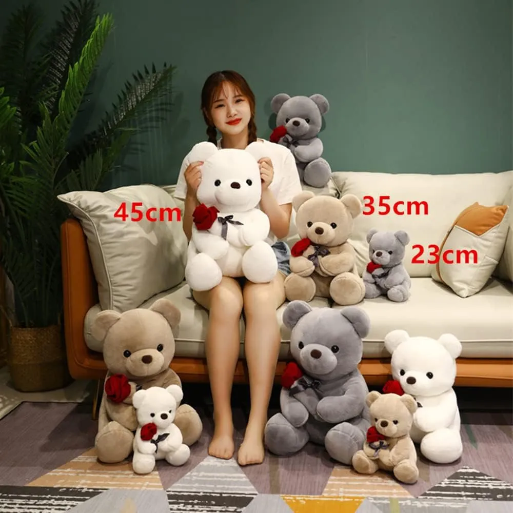 Cute Plush Rose Bear Stuffed Animal Teddy Bear Plush Toy Gift for Children and Girls (Light Brown, 35cm/13.7in)