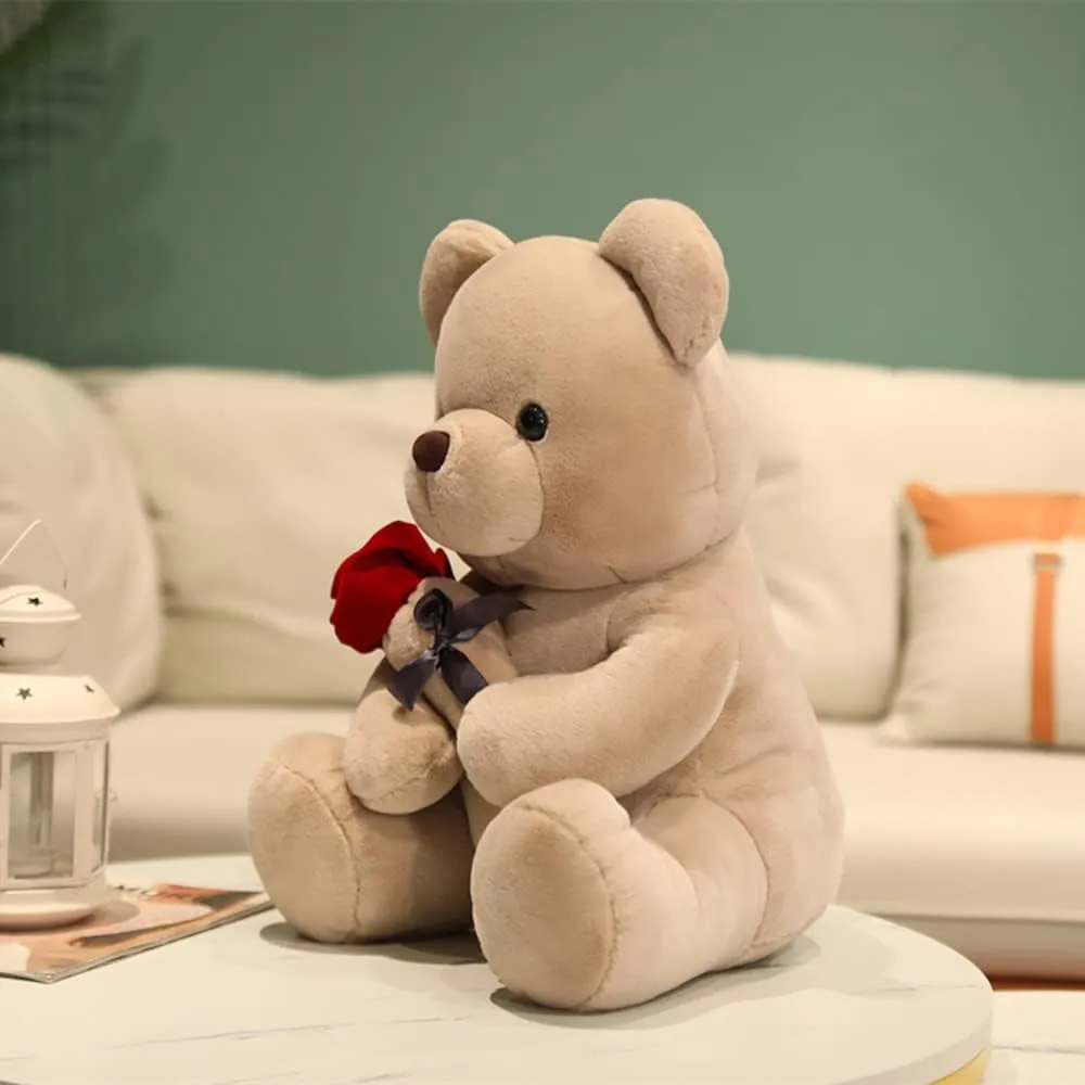 Cute Plush Rose Bear Stuffed Animal Teddy Bear Plush Toy Gift for Children and Girls (Light Brown, 35cm/13.7in)