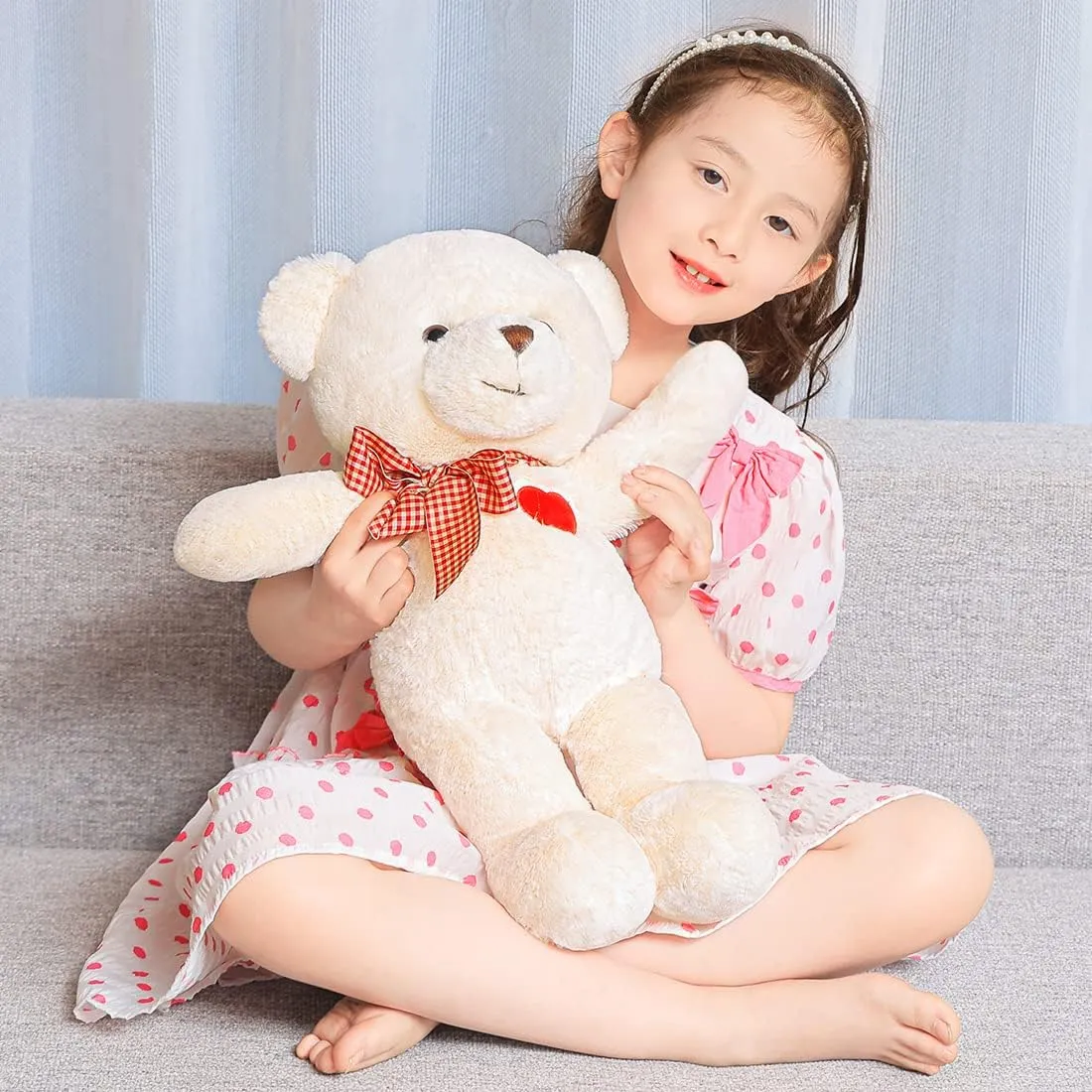 Cute Stuffed Animals, Plush Toy for Girls - Teddy Bear Doll Gift for Valentines Day & Chrismas (White, 50cm/19.7inch)