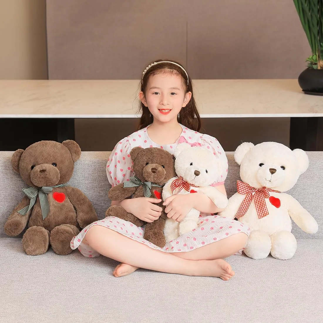 Cute Stuffed Animals, Plush Toy for Girls - Teddy Bear Doll Gift for Valentines Day & Chrismas (White, 50cm/19.7inch)