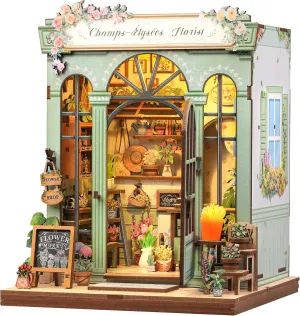 CUTEBEE Book Nook Kit - DIY Miniature House Dollhouse Kit for Adults and Teens, Booknook Tiny House Bookshelf Decor 3D Wooden Puzzle, Gifts for Family, Friends (Champs-Élysées Florist)