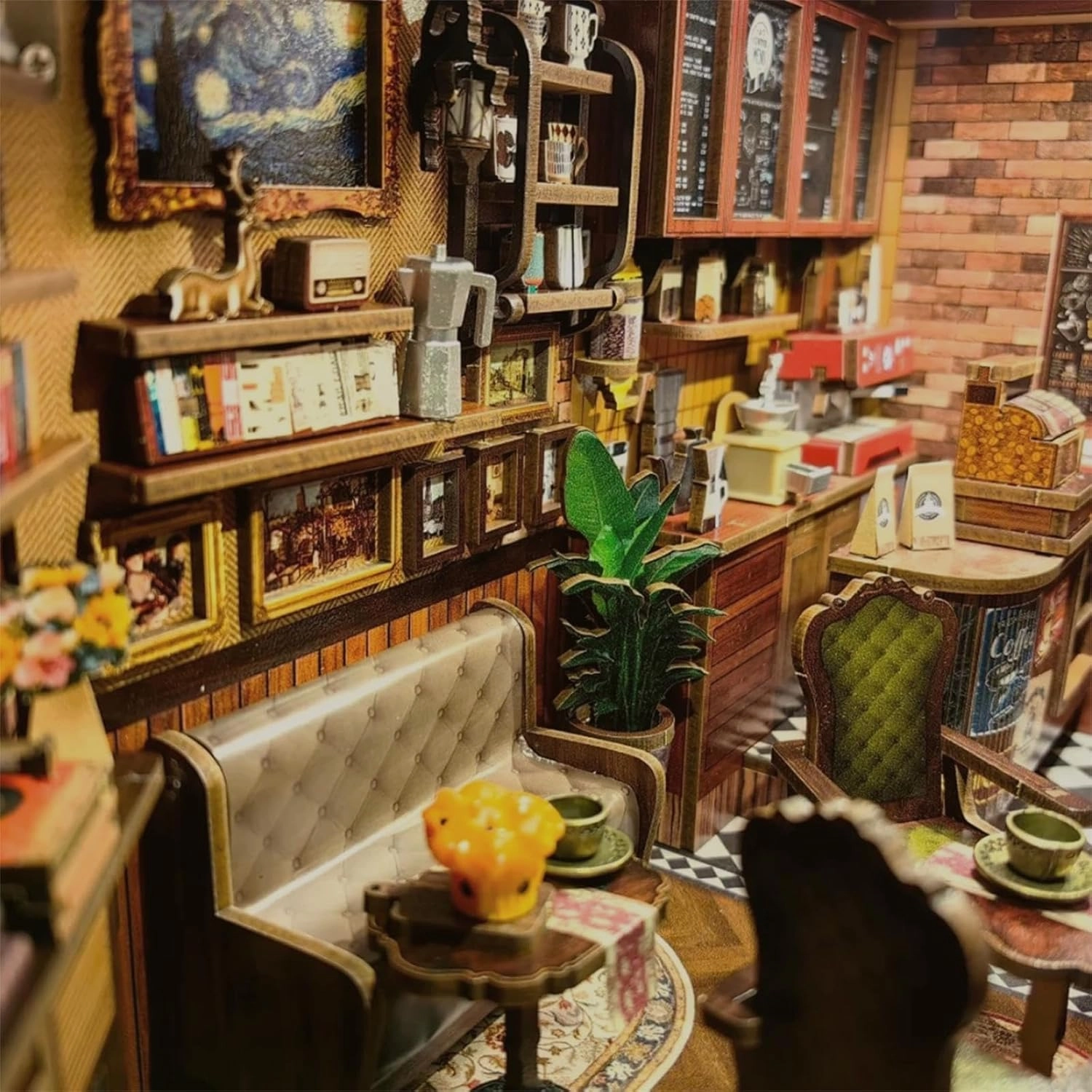 CUTEBEE Book Nook Kit - DIY Miniature House Dollhouse Kit for Adults and Teens, Booknook Tiny House Bookshelf Decor 3D Wooden Puzzle, Gifts for Family, Friends (Corner Coffee Shop)