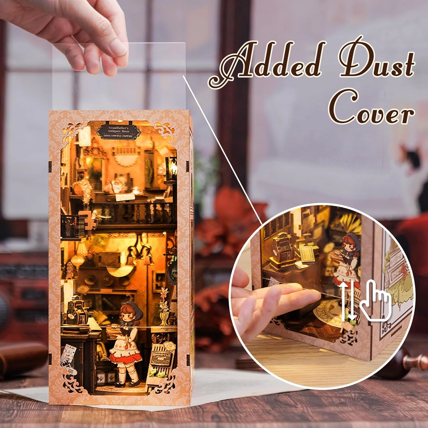 CUTEBEE Book Nook Kit - DIY Miniature House Dollhouse Kit for Adults and Teens, Booknook Tiny House Bookshelf Decor 3D Wooden Puzzle, Gifts for Family Friends (Grandpa's Antique Shop)