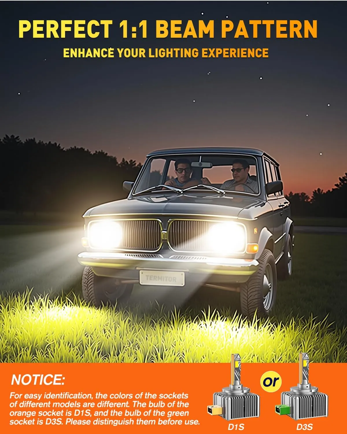 D3S LED Bulbs, 30000Lumens 800% Brightness, 6000K White, Plug and Play Fog Light Bulbs, Pack of 2