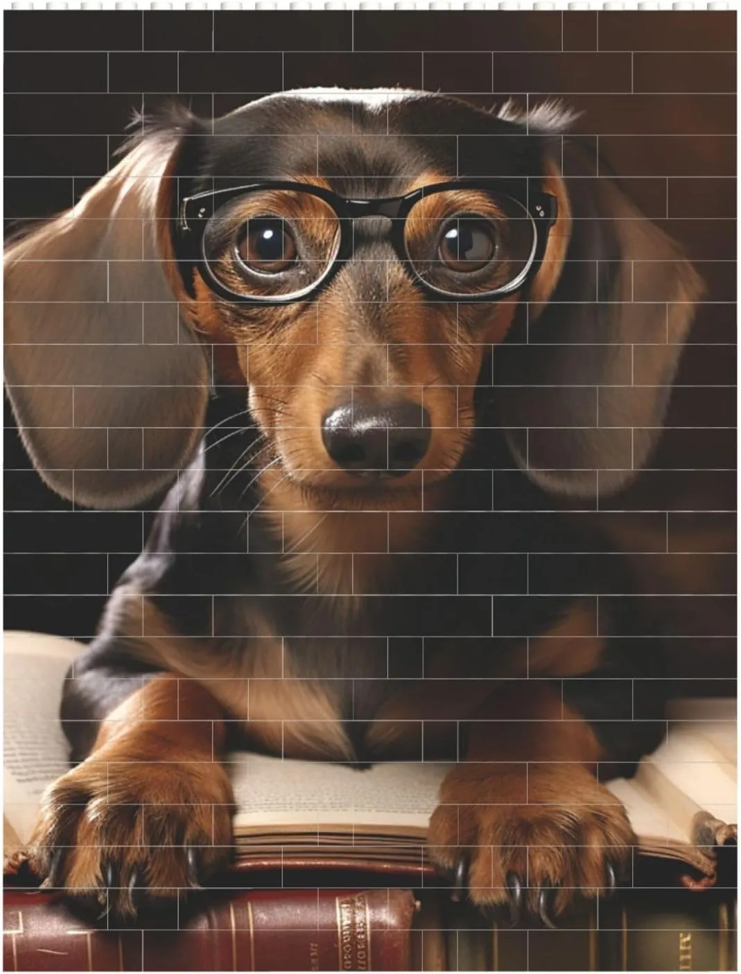 Dachshund Book Building Block Puzzle Personalized Building Bricks for Adults Square Shaped Block Puzzle Building Brick Block Puzzles Valentine's Day Gifts for Home Decor Brick Puzzle