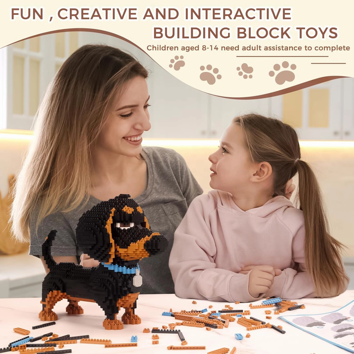 Dachshund 3D Puzzle Micro Building Blocks,2100pcs Dog DIY Mini Diamond Blocks Bricks Toy Animals for Boys Age 8-12 9 10 11 12 13 14 15 16 Teens Adults