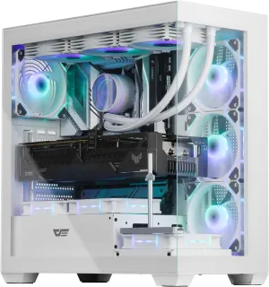 darkFlash ATX Mid-Tower PC Case, Pre-Install 4 PWM ARGB Fans Computer Case, Full View Dual Tempered Glass Gaming PC Case, Type C Port, Supports up to 360mm Water Cooling Radiator,White(DS900)