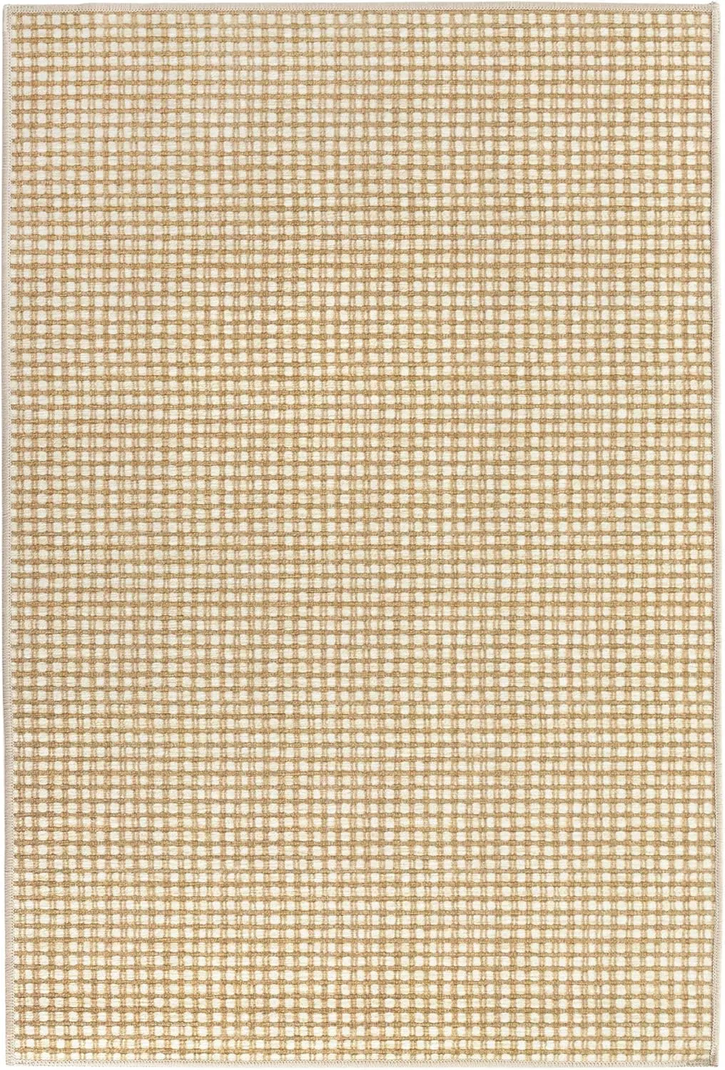 Dash & Albert Hartley Natural Machine Washable Rug, 4 X 6 Feet, Natural Plaid Pattern