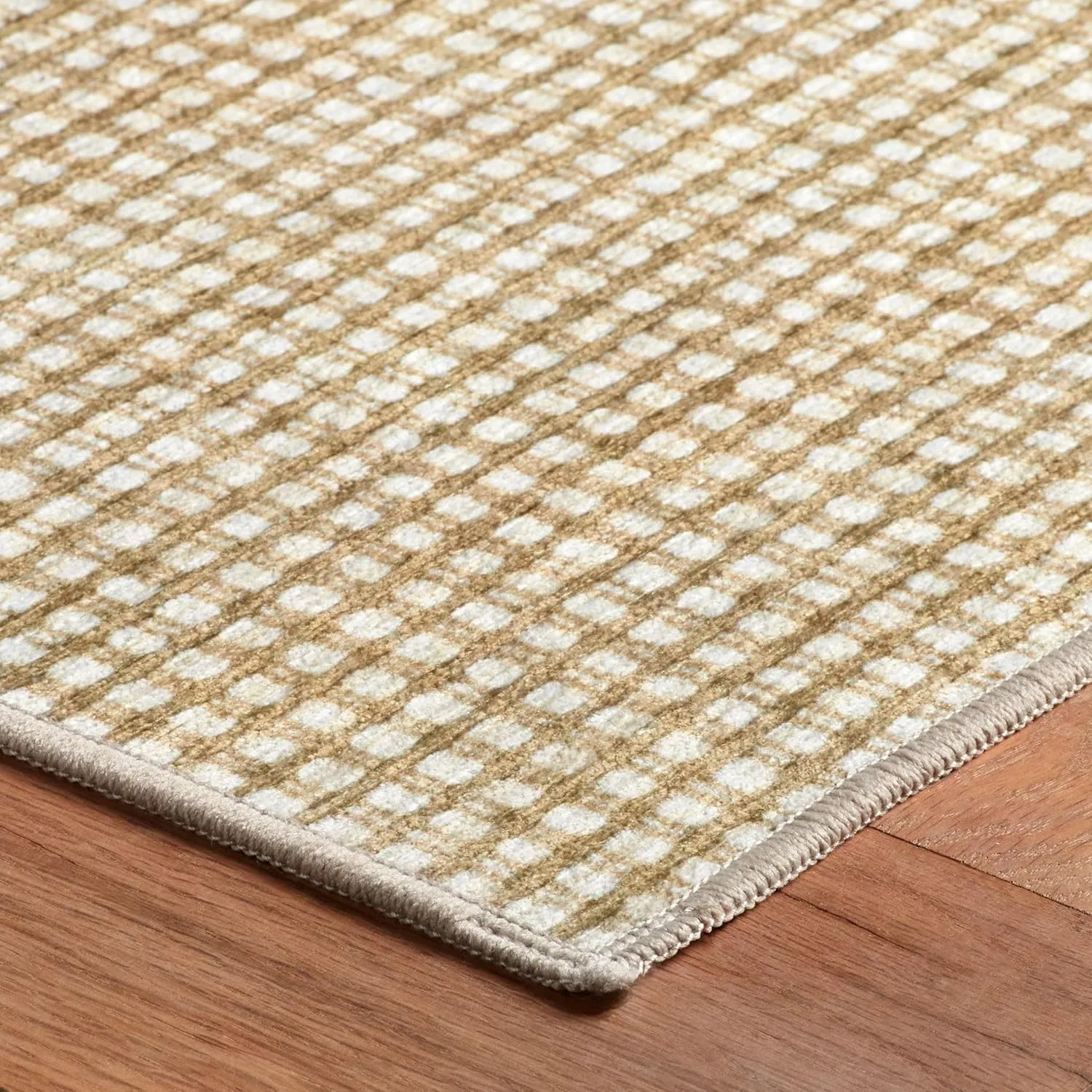 Dash & Albert Hartley Natural Machine Washable Rug, Runner-2.5 X 8 Feet, Natural Plaid Pattern