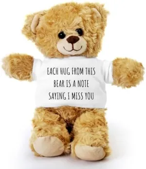 Daughter Teddy Bear, Hug This Bear is Note Saying I Miss You, Gift for Daughter, Gift Stuffed Animal, Plush Teddy Bear with Tee, Welcoming Baby Gift, Birthday Christmas Basket Gift Idea