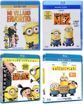 Despicable Me and Minions Blu-ray   DVD Collection: Despicable Me / Despicable Me 2 / Despicable Me 3 / Minions (Plus Bonus Mini-Movies) 4-Movie Set [Spanish Artwork]