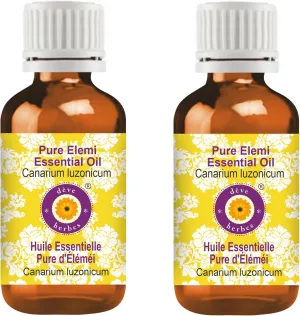 Deve Herbes Pure Elemi Essential Oil (Canarium luzonicum) Steam Distilled (Pack of Two) 100ml X 2 (6.76 oz)