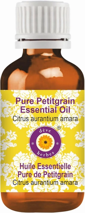 Deve Herbes Pure Petitgrain Essential Oil (Citrus aurantium Amara) Steam Distilled 100ml (3.38 oz)