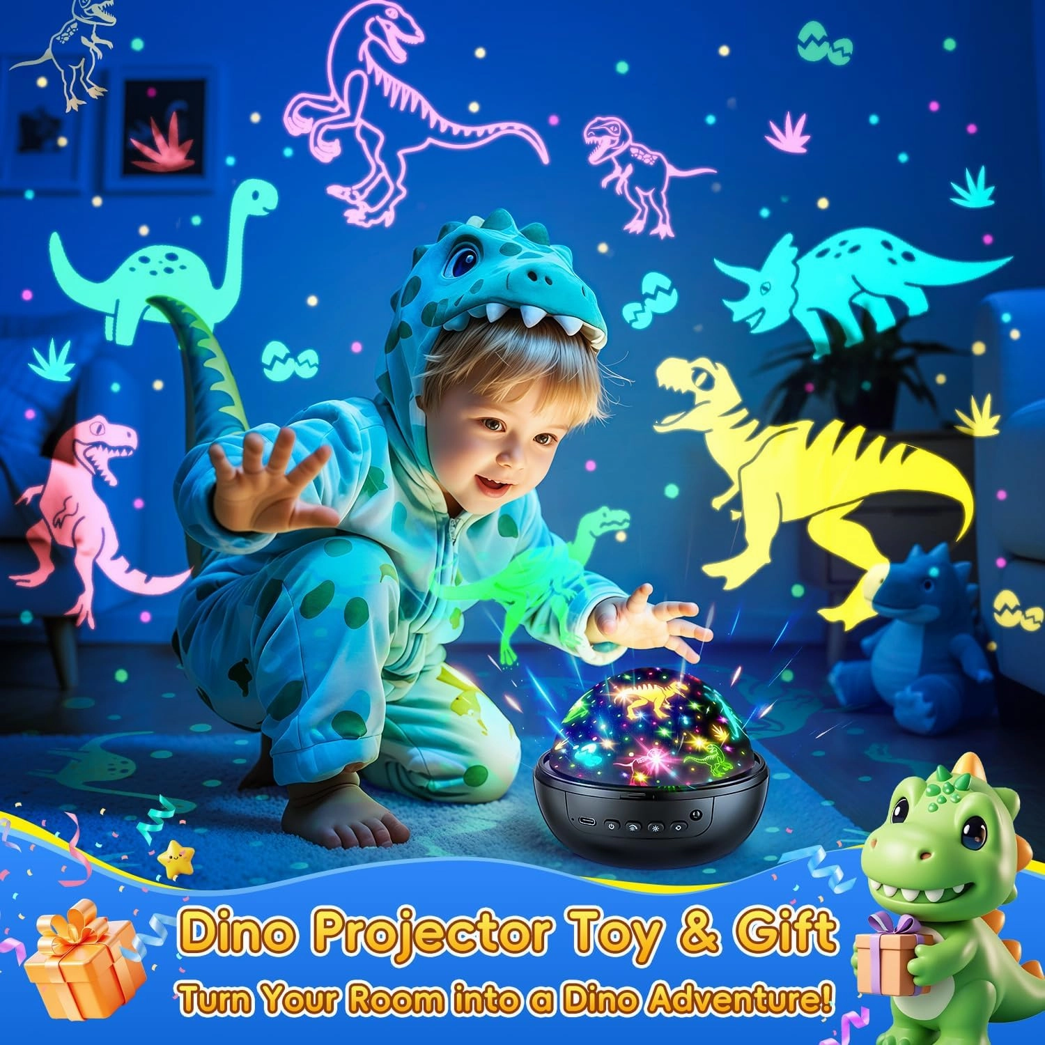Dinosaur Toys for Kids 2-4,【Remote 3 Films 93 Effects】Dinosaur Toys for Kids 5-7,【3 Timer 5 Brightness】Toys for 5 Year Old Boy Toys Age 3,Rotate Night Light Projector,Toddler Night Light Projector