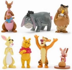 DISNEY STORE Official Winnie The Pooh Figure Set – 7 Fully Sculpted Disney Figures Including Pooh Bear, Piglet, Tigger, Eeyore & More in Double-Tiered Box with Scenic Backgrounds
