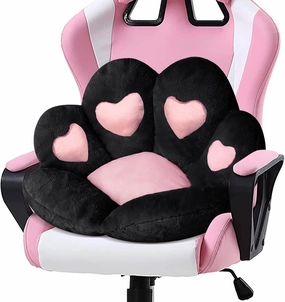 Ditucu Cat Paw Cushion Kawaii Chair Cushions 27.5 x 23.6 inch Cute Stuff Heart-Shaped Seat Pad Comfy Lazy Sofa Office Floor Pillow for Gaming Chairs Room Decor Black