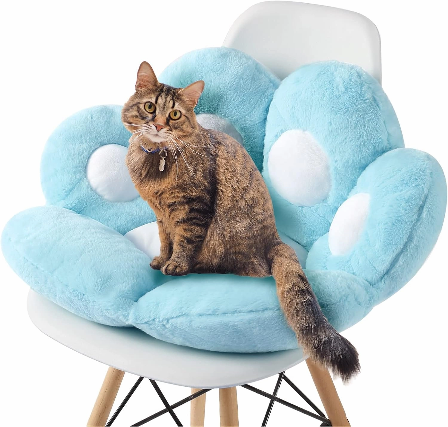Ditucu Cat Paw Cushion Kawaii Chair Cushions 27.5 x 23.6 inch Cute Stuff Seat Pad Comfy Lazy Sofa Office Floor Pillow for Gaming Chairs Room Decor Blue