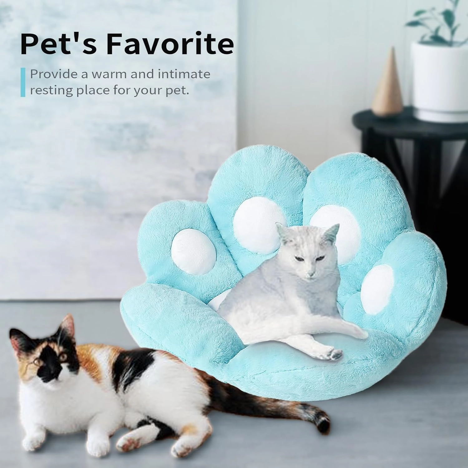 Ditucu Cat Paw Cushion Kawaii Chair Cushions 27.5 x 23.6 inch Cute Stuff Seat Pad Comfy Lazy Sofa Office Floor Pillow for Gaming Chairs Room Decor Blue
