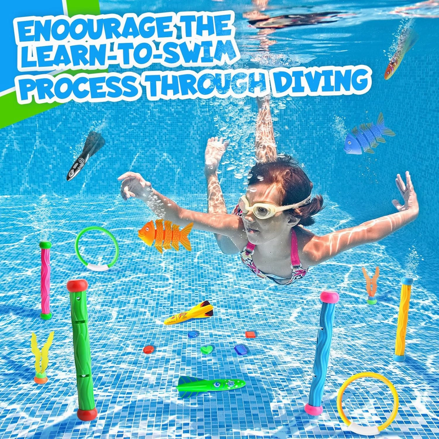Dive Rings Pool Toys Adults, 26 Pcs Diving Pool Toy for Kids Ages 4-8, Shark Torpedo Dive Set, Octopus Toddler Water Fun Toys, Summer Essentials Underwater Swimming Throwing Gifts for Boys & Girls