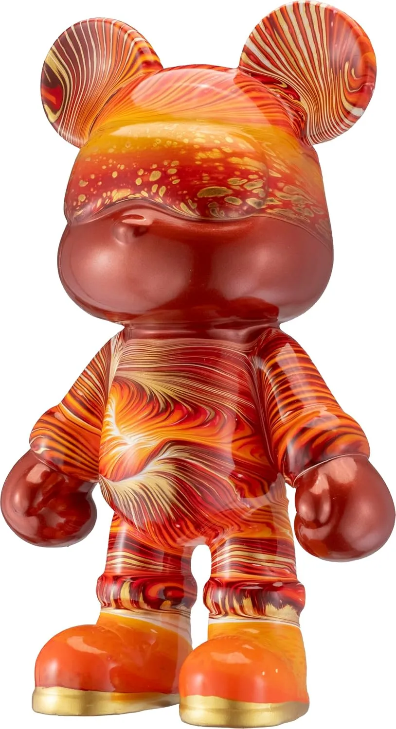 DIY Fluid Teddy Bear Coin Bank and Home Decor Kit - Non-Toxic Eco-Friendly Acrylic Paint, Creative Gift and Toy for Kids and Adults (Red Orange Gold, Large)