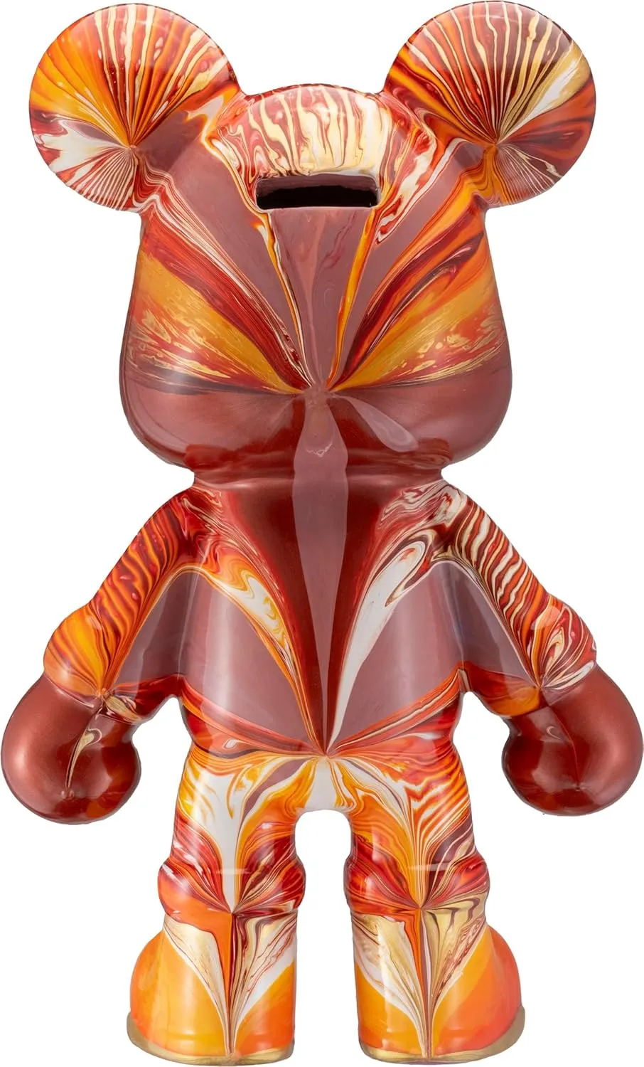 DIY Fluid Teddy Bear Coin Bank and Home Decor Kit - Non-Toxic Eco-Friendly Acrylic Paint, Creative Gift and Toy for Kids and Adults (Red Orange Gold, Large)