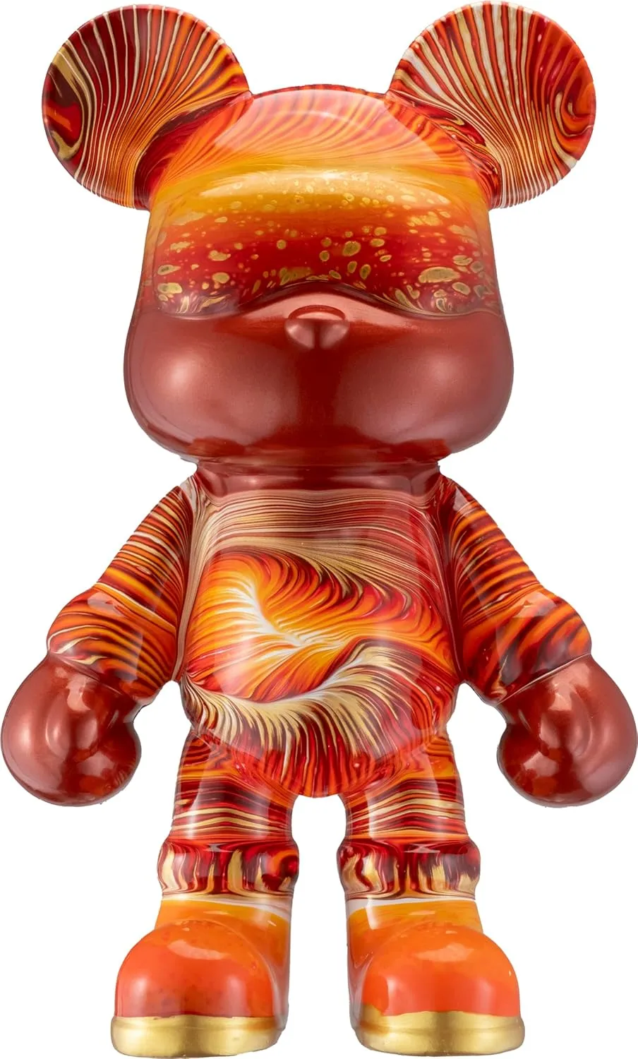 DIY Fluid Teddy Bear Coin Bank and Home Decor Kit - Non-Toxic Eco-Friendly Acrylic Paint, Creative Gift and Toy for Kids and Adults (Red Orange Gold, Large)