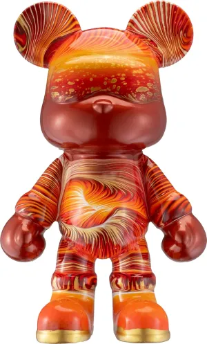 DIY Fluid Teddy Bear Coin Bank and Home Decor Kit - Non-Toxic Eco-Friendly Acrylic Paint, Creative Gift and Toy for Kids and Adults (Red Orange Gold, Large)