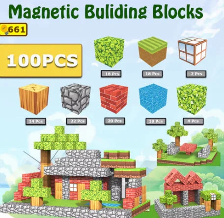 DIY Magnetic Building Blocks Set for Kids, Ages 3 