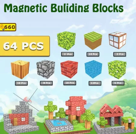 DIY Magnetic Building Blocks Set for Kids, Ages 3 