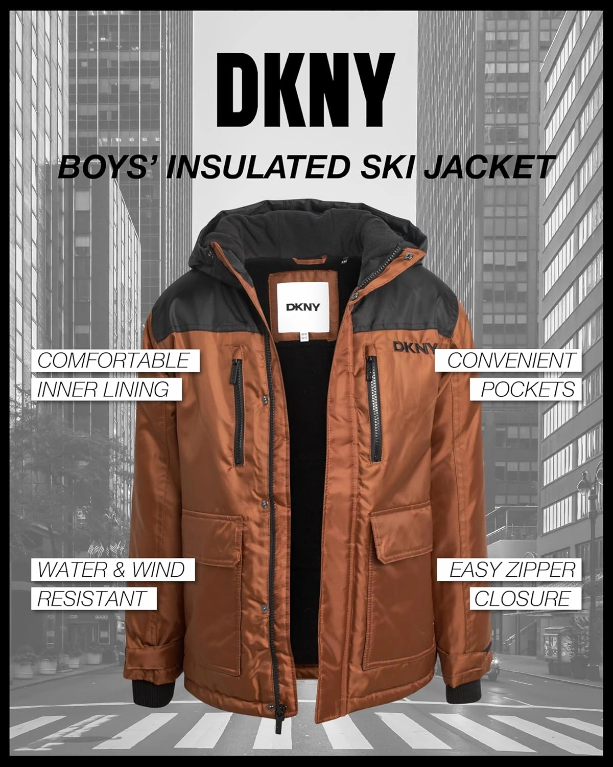 DKNY Boys' Winter Coat - Insulated Heavyweight Parka Weather Resistant Polar Fleece Lined Down Jackets for Boys (Sizes: 8-20)