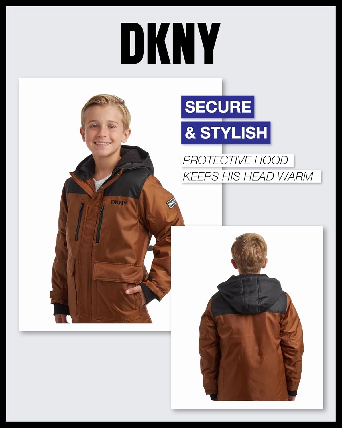 DKNY Boys' Winter Coat - Insulated Heavyweight Parka Weather Resistant Polar Fleece Lined Down Jackets for Boys (Sizes: 8-20)