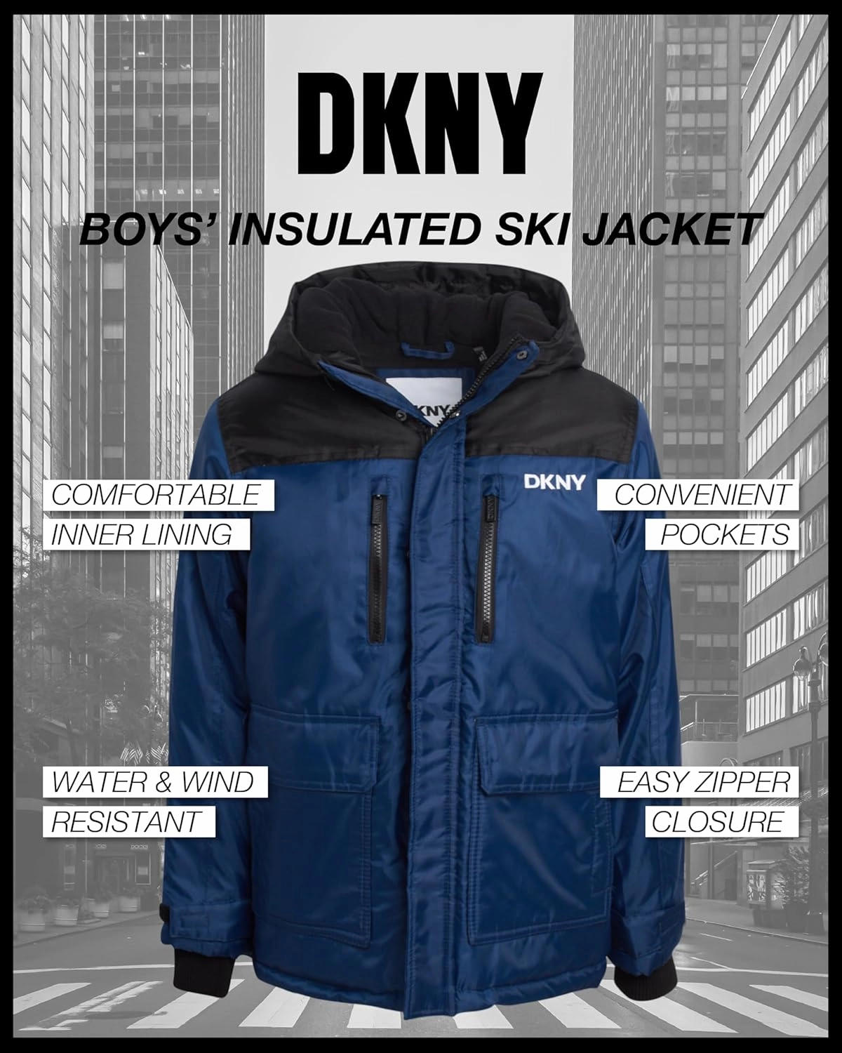 DKNY Boys' Winter Coat - Insulated Heavyweight Parka Weather Resistant Polar Fleece Lined Down Jackets for Boys (Sizes: 8-20)